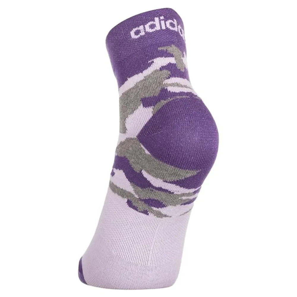 Adidas Women's Flat Knit Ankle Socks (Purple Tint/Yellow Tint/White)