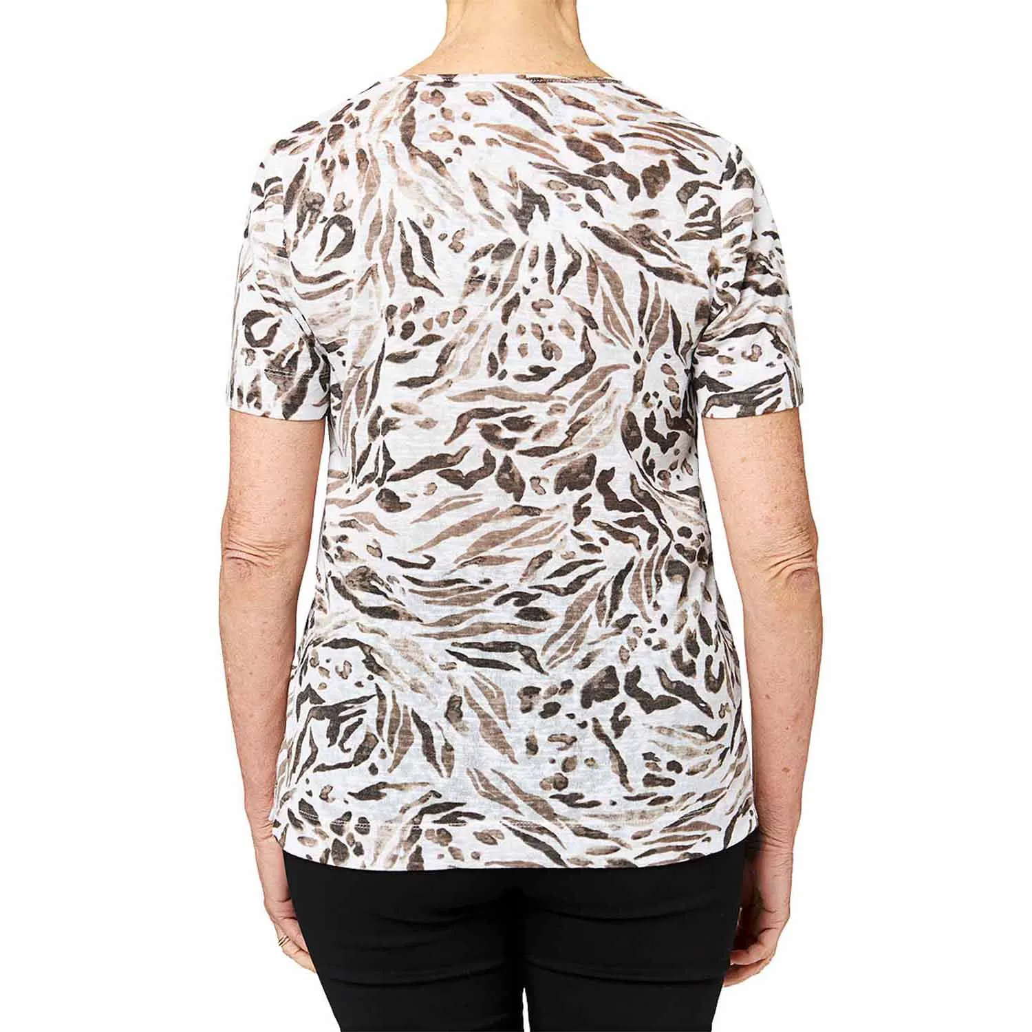 Animal Tribal Soft V-Neck Top - White