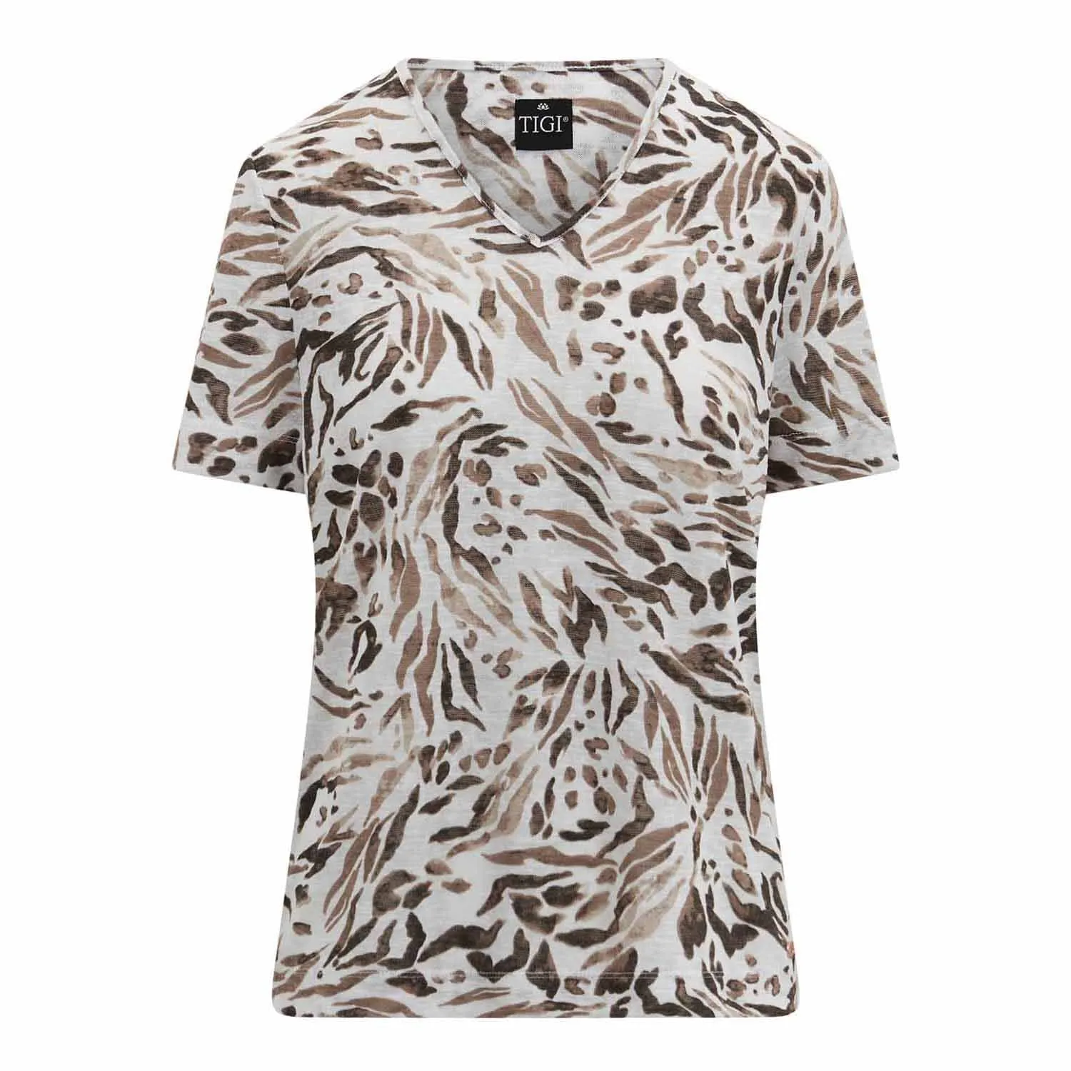 Animal Tribal Soft V-Neck Top - White