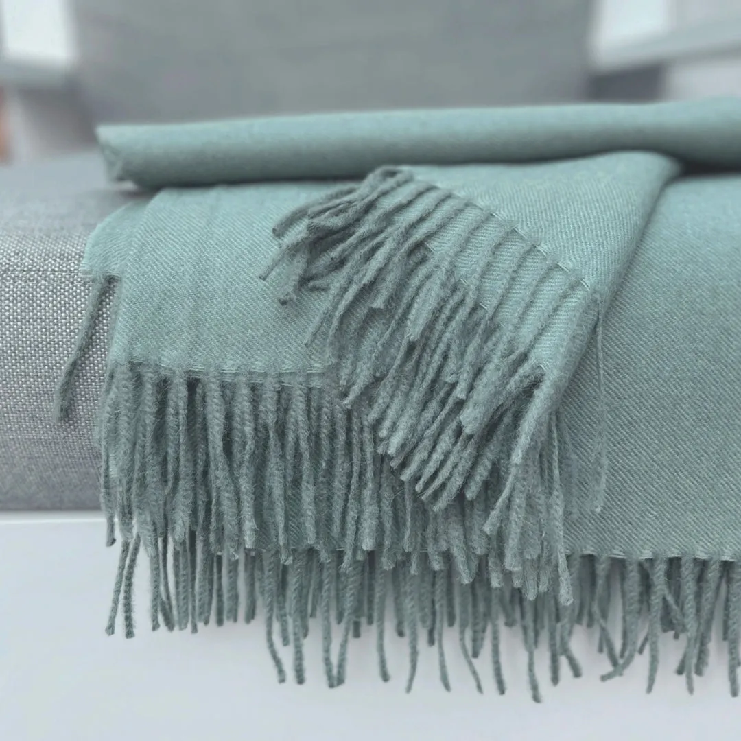 Baby Alpaca Throw Blanket - Misty Green