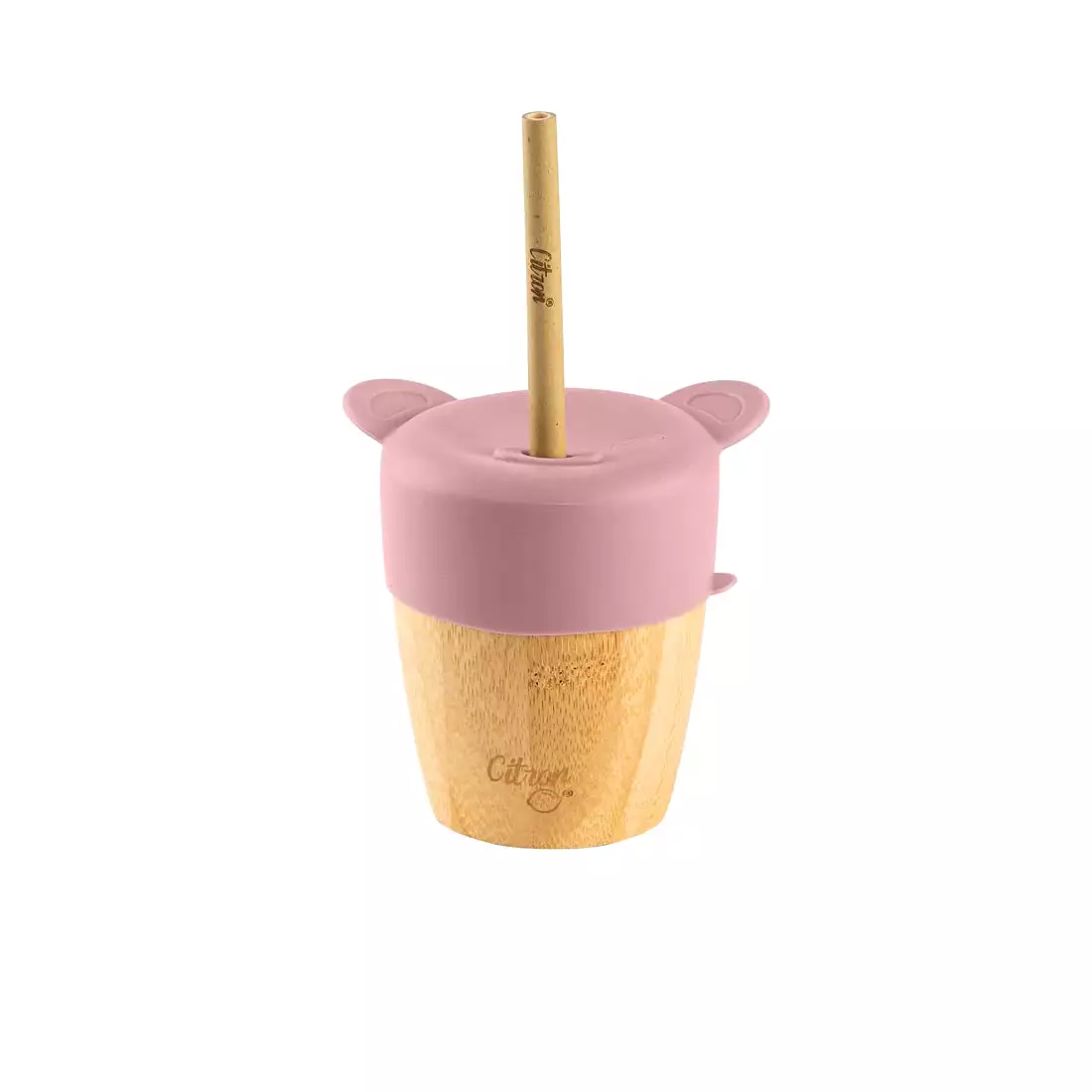 Bamboo Cup with lid and straw - Blush Pink