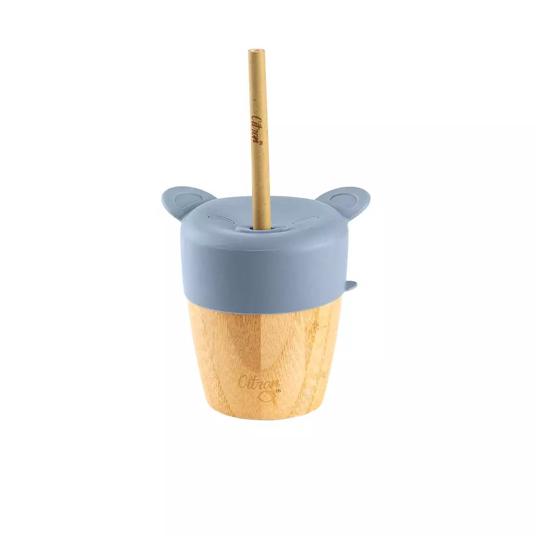 Bamboo Cup with lid and straw - Dusty Blue