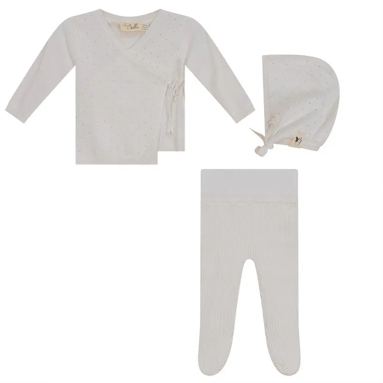 Bebe Bella White Knitted Wrap Baby Set