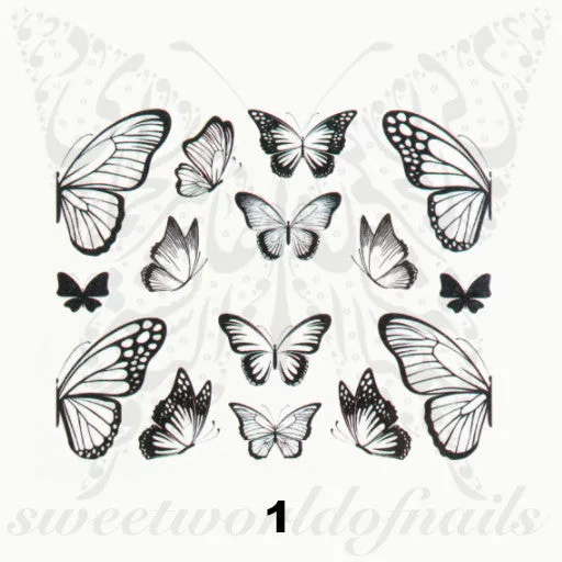 Black Butterfly Nail Art Water Decals