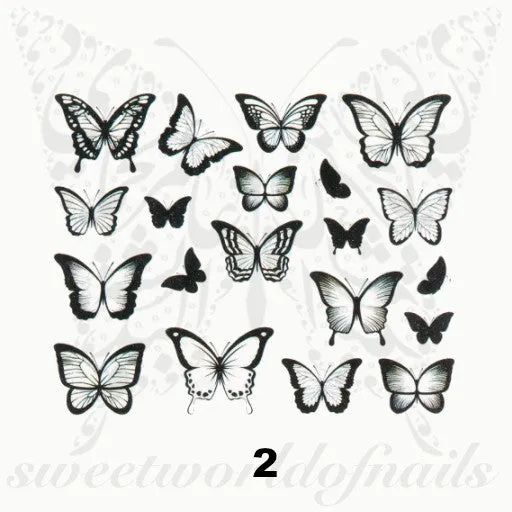 Black Butterfly Nail Art Water Decals