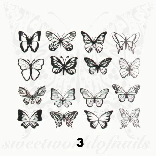 Black Butterfly Nail Art Water Decals