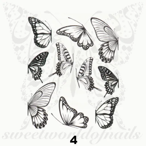 Black Butterfly Nail Art Water Decals