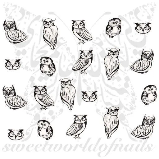 Black Owls Nail Art Nail Water Decals Water Slides