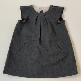 Bonpoint Grey Wool Dress With Flutter Sleeves: 18 Months