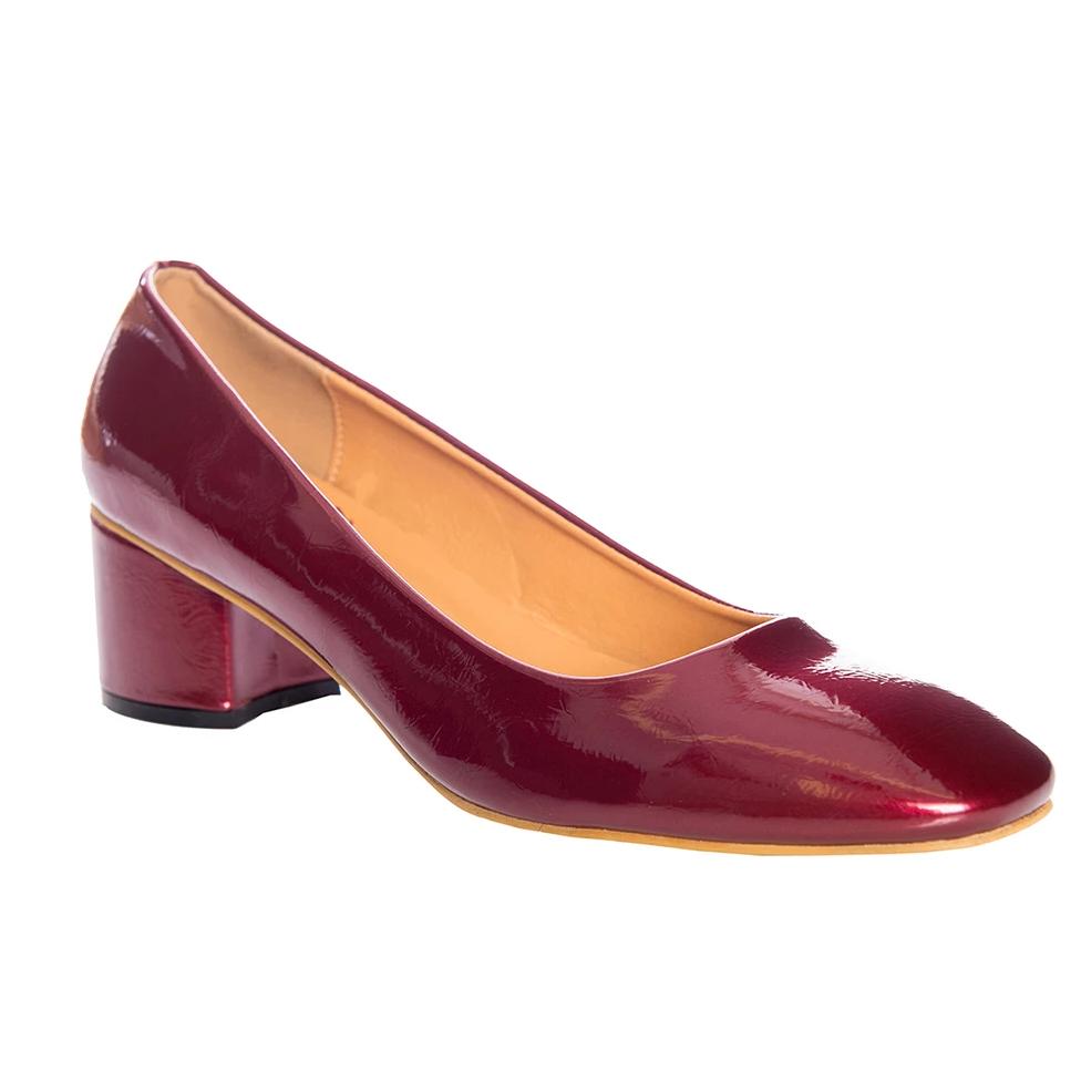 Burgundy Vintage Block Heel Pump