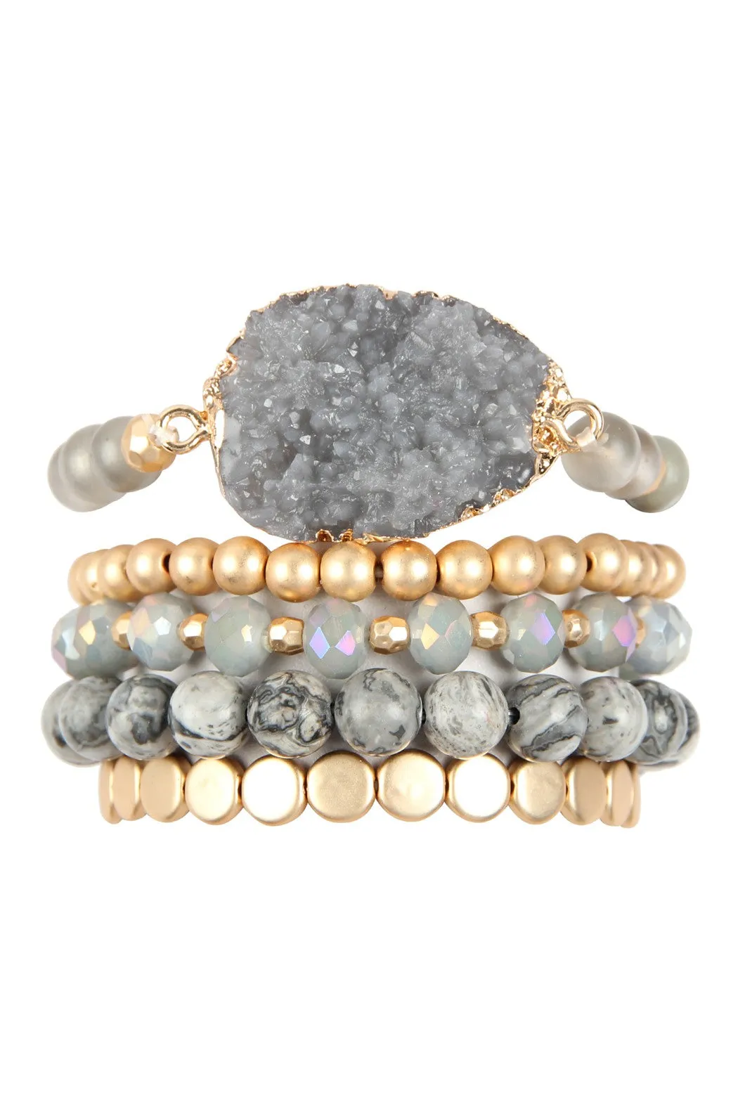 Chantel Beaded Bracelet Set - Gray