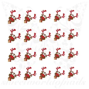 Christmas Nails Reindeer Red Nose Water Decals