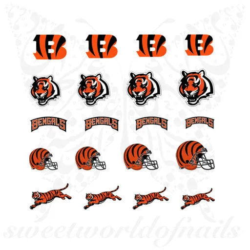 Cincinnati Bengals Nails NFL Football Water Decals