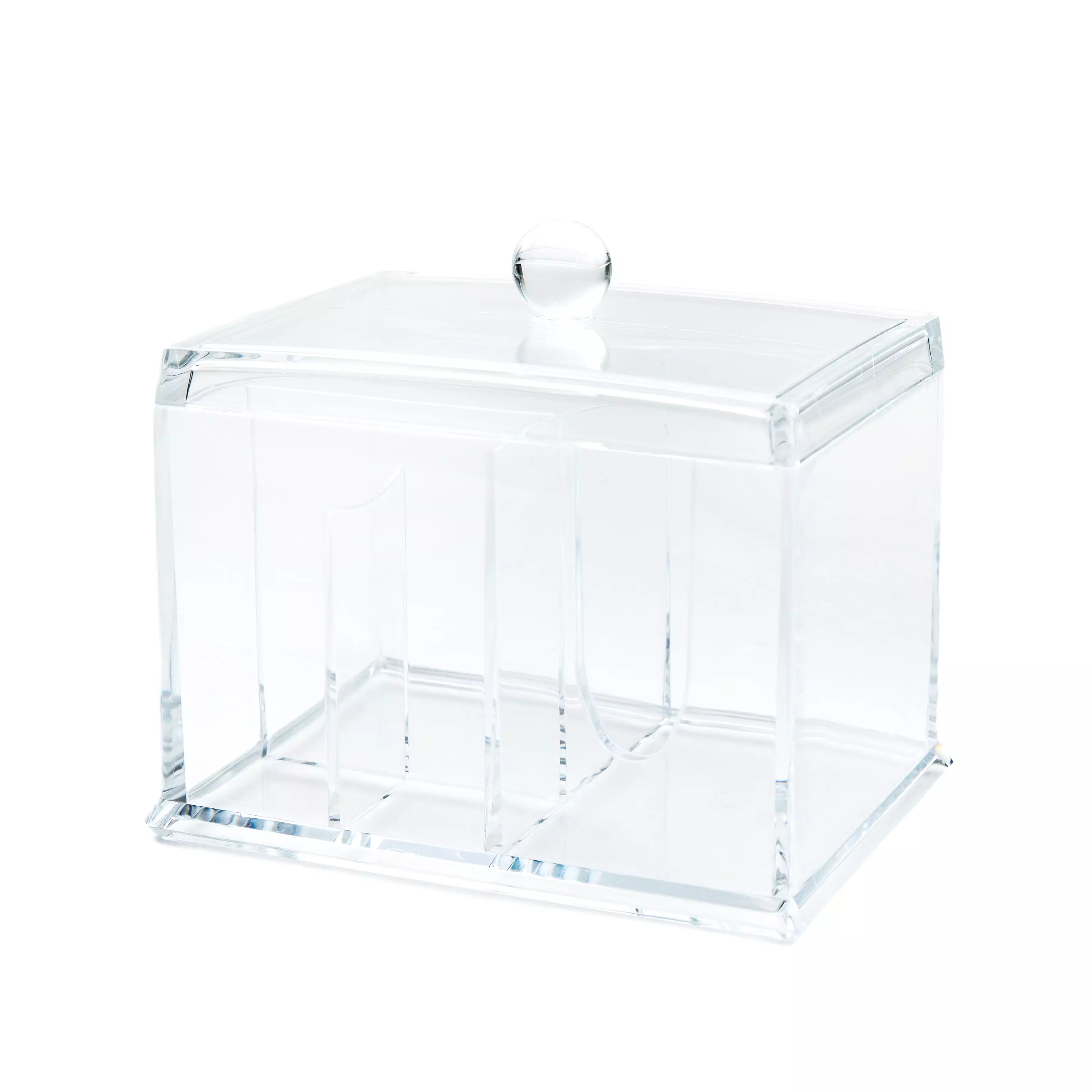 Clear Rectangular Multi-Slots Cosmetic Organizer with Lid