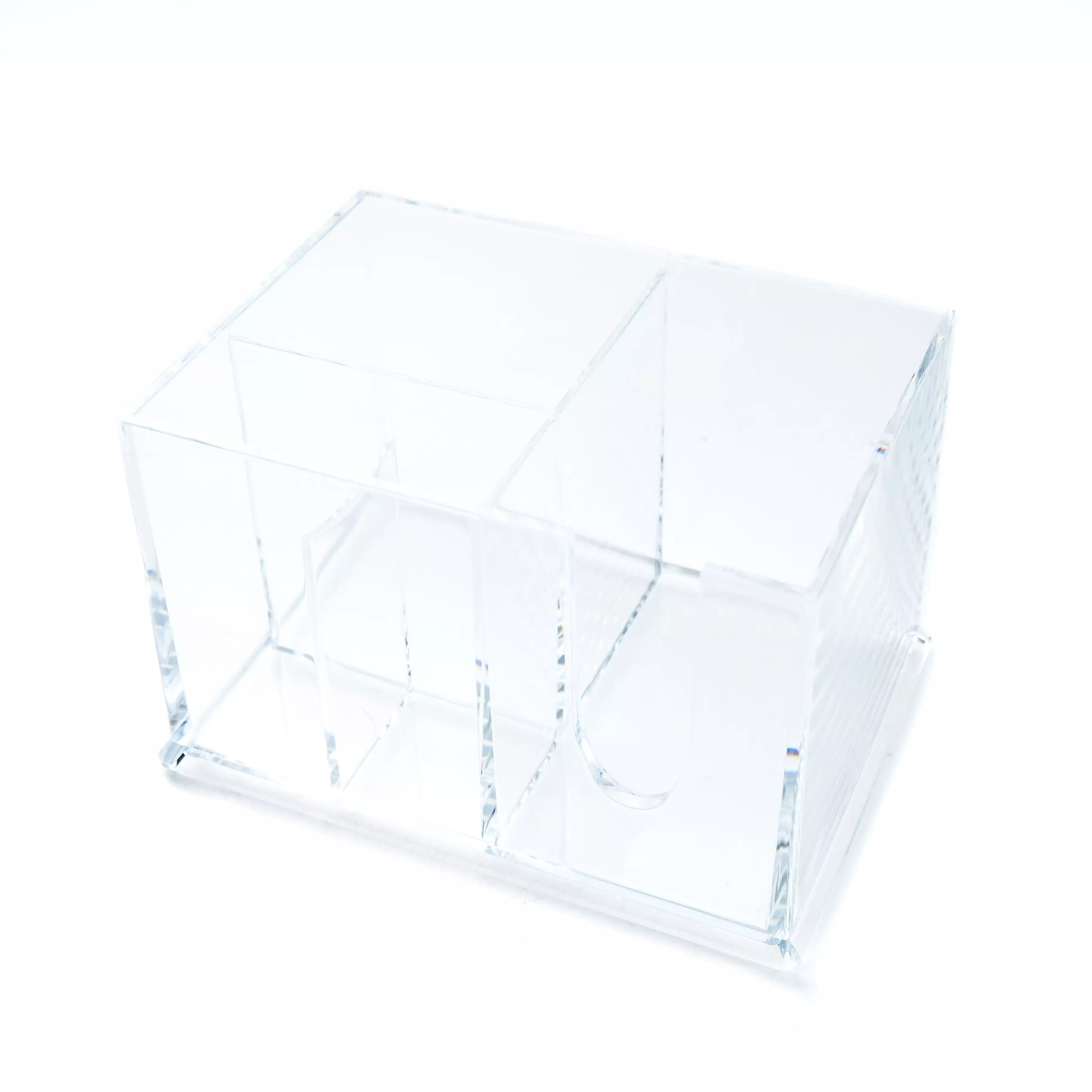 Clear Rectangular Multi-Slots Cosmetic Organizer with Lid