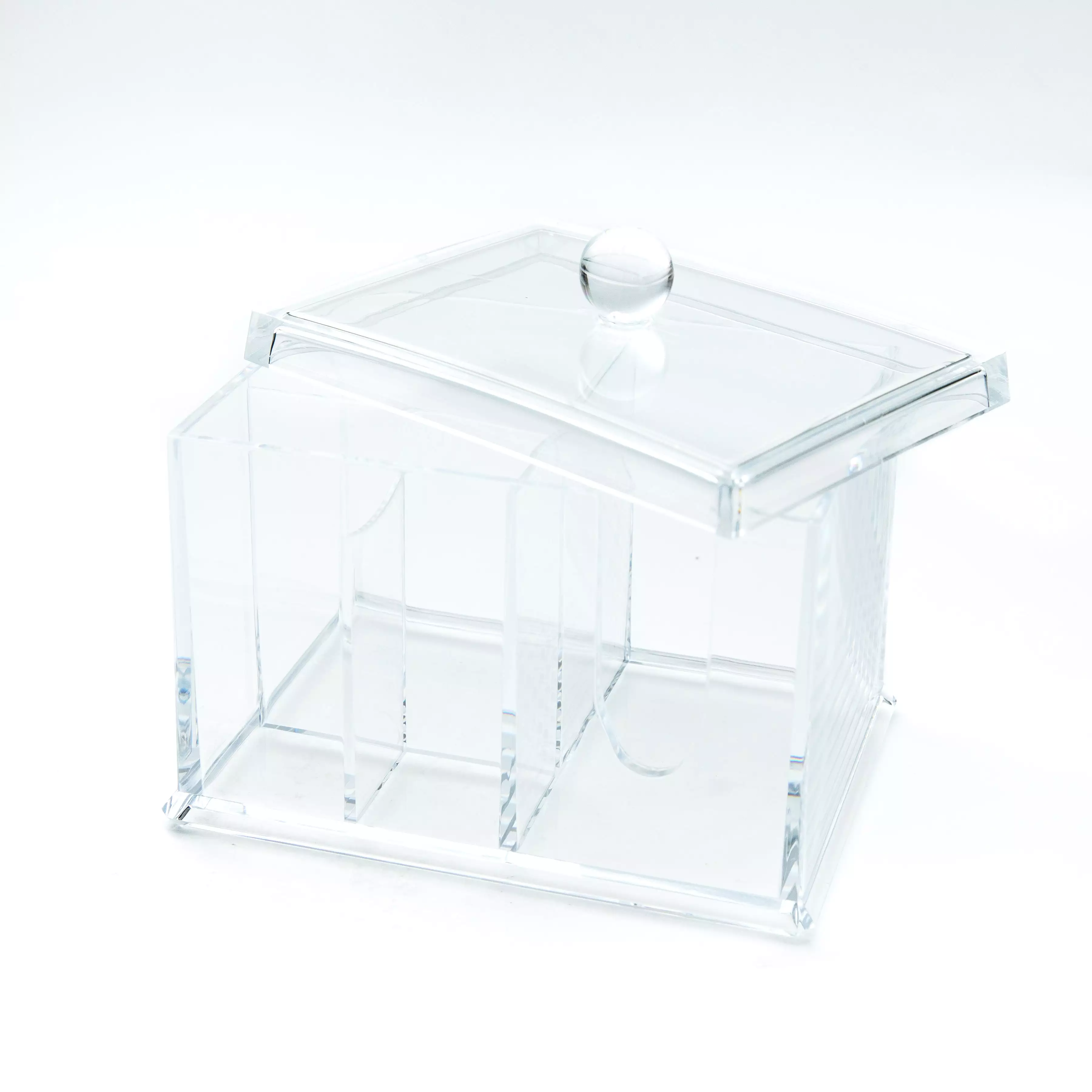 Clear Rectangular Multi-Slots Cosmetic Organizer with Lid