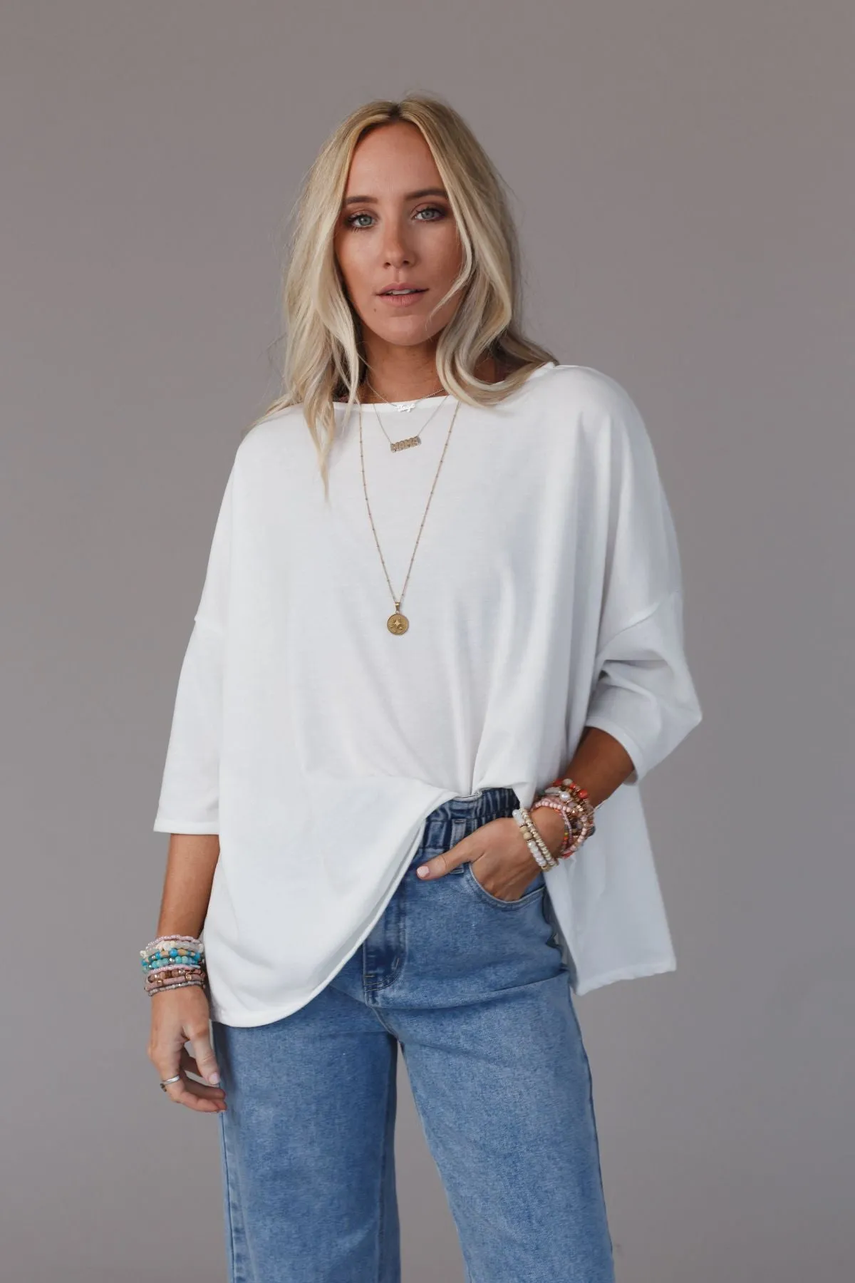 Cozy Cool Oversized Tee - Ivory