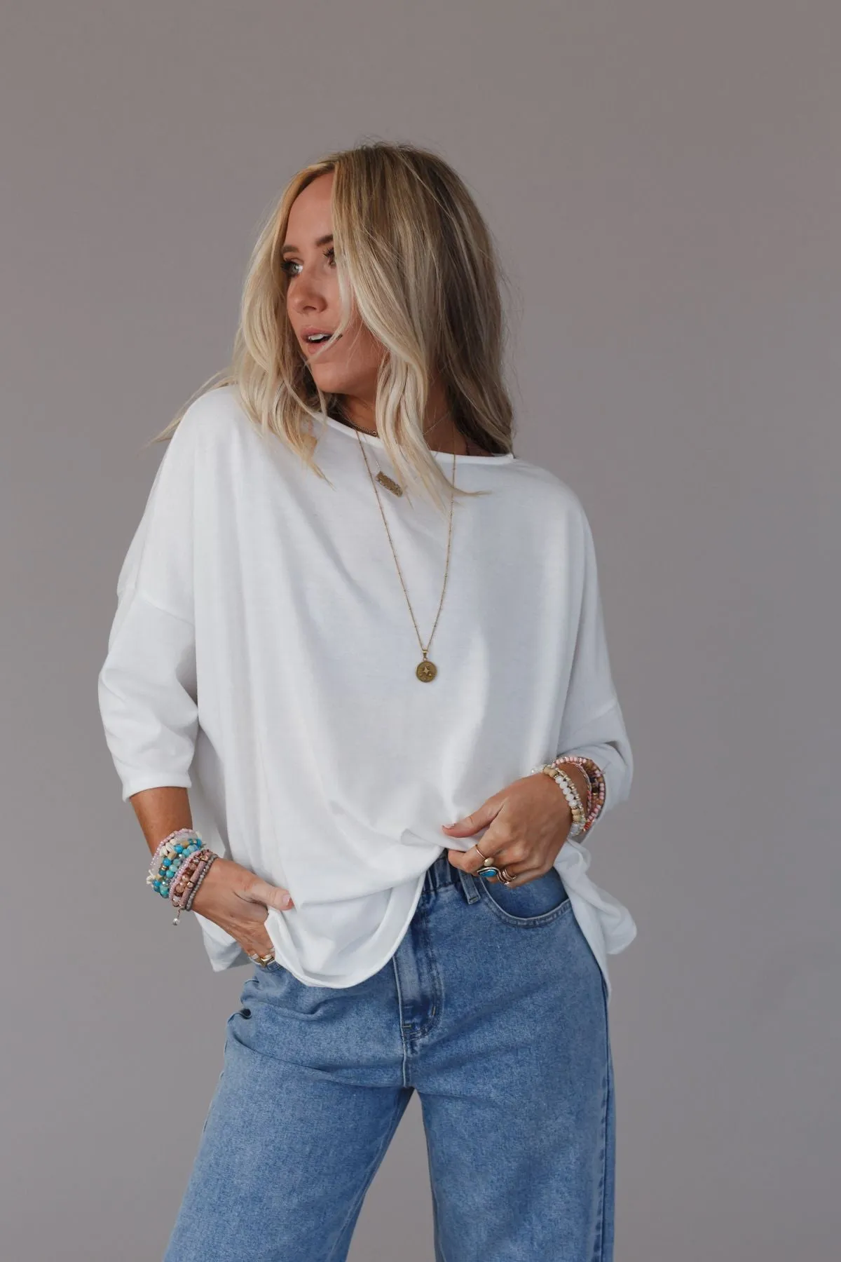 Cozy Cool Oversized Tee - Ivory