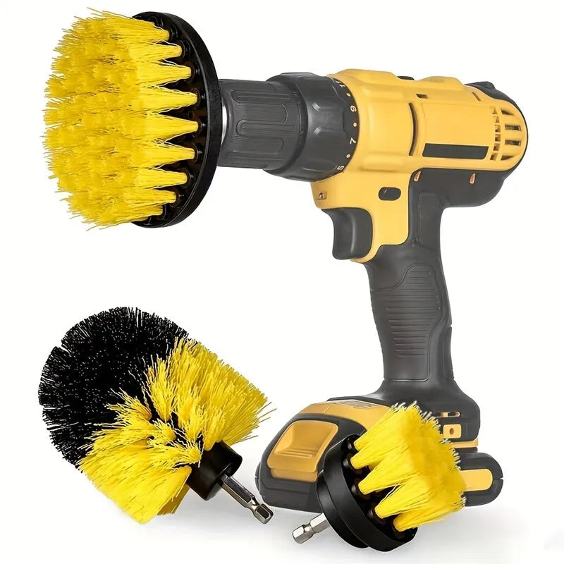 Drill-Powered Brush Set: 3-Piece Multi-Surface Cleaning Kit for Bathroom, Tub, Tile, and Carpet