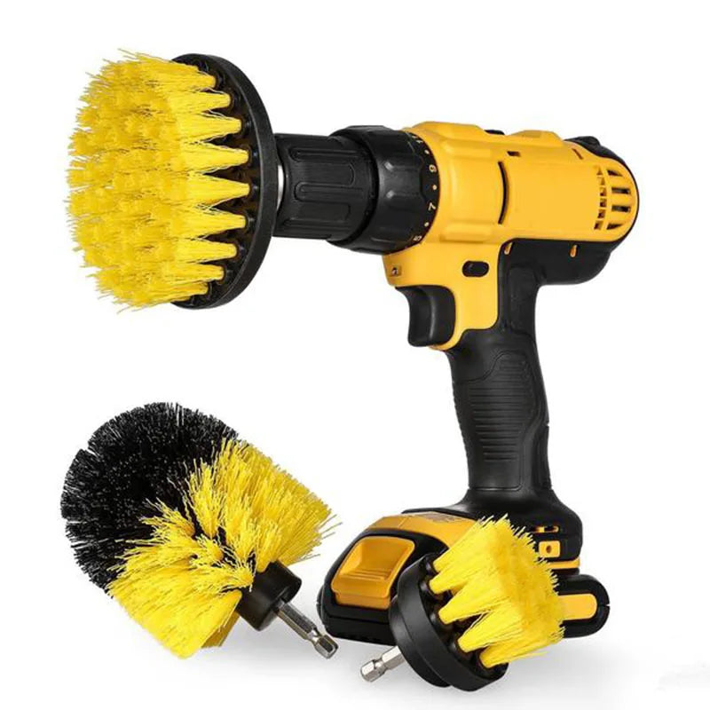 Drill-Powered Brush Set: 3-Piece Multi-Surface Cleaning Kit for Bathroom, Tub, Tile, and Carpet