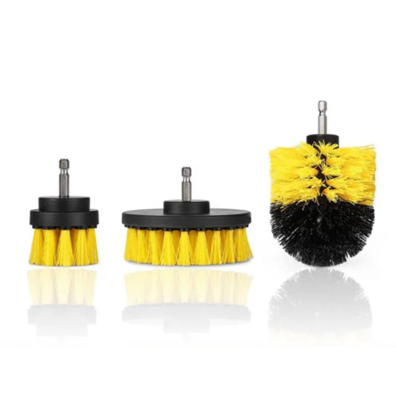 Drill-Powered Brush Set: 3-Piece Multi-Surface Cleaning Kit for Bathroom, Tub, Tile, and Carpet