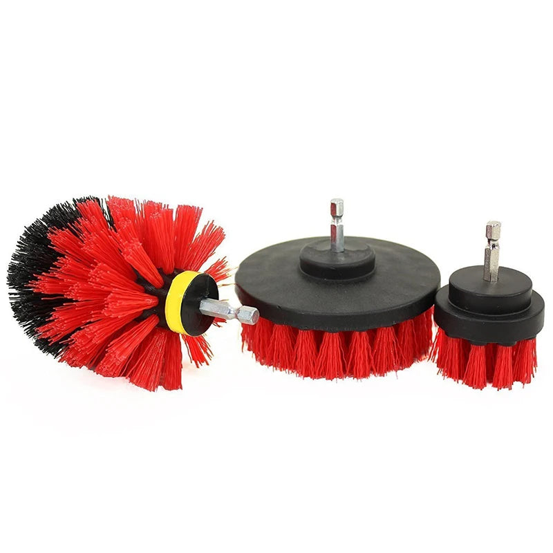 Drill-Powered Brush Set: 3-Piece Multi-Surface Cleaning Kit for Bathroom, Tub, Tile, and Carpet