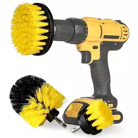 Drill-Powered Brush Set: 3-Piece Multi-Surface Cleaning Kit for Bathroom, Tub, Tile, and Carpet