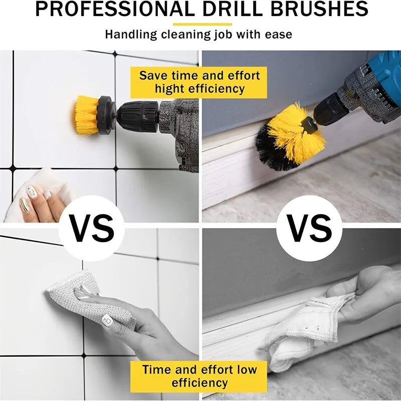 Drill-Powered Brush Set: 3-Piece Multi-Surface Cleaning Kit for Bathroom, Tub, Tile, and Carpet