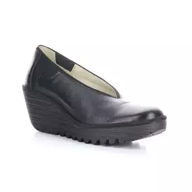 Fly London Women's Yoza Wedge Pump - Black Mousse