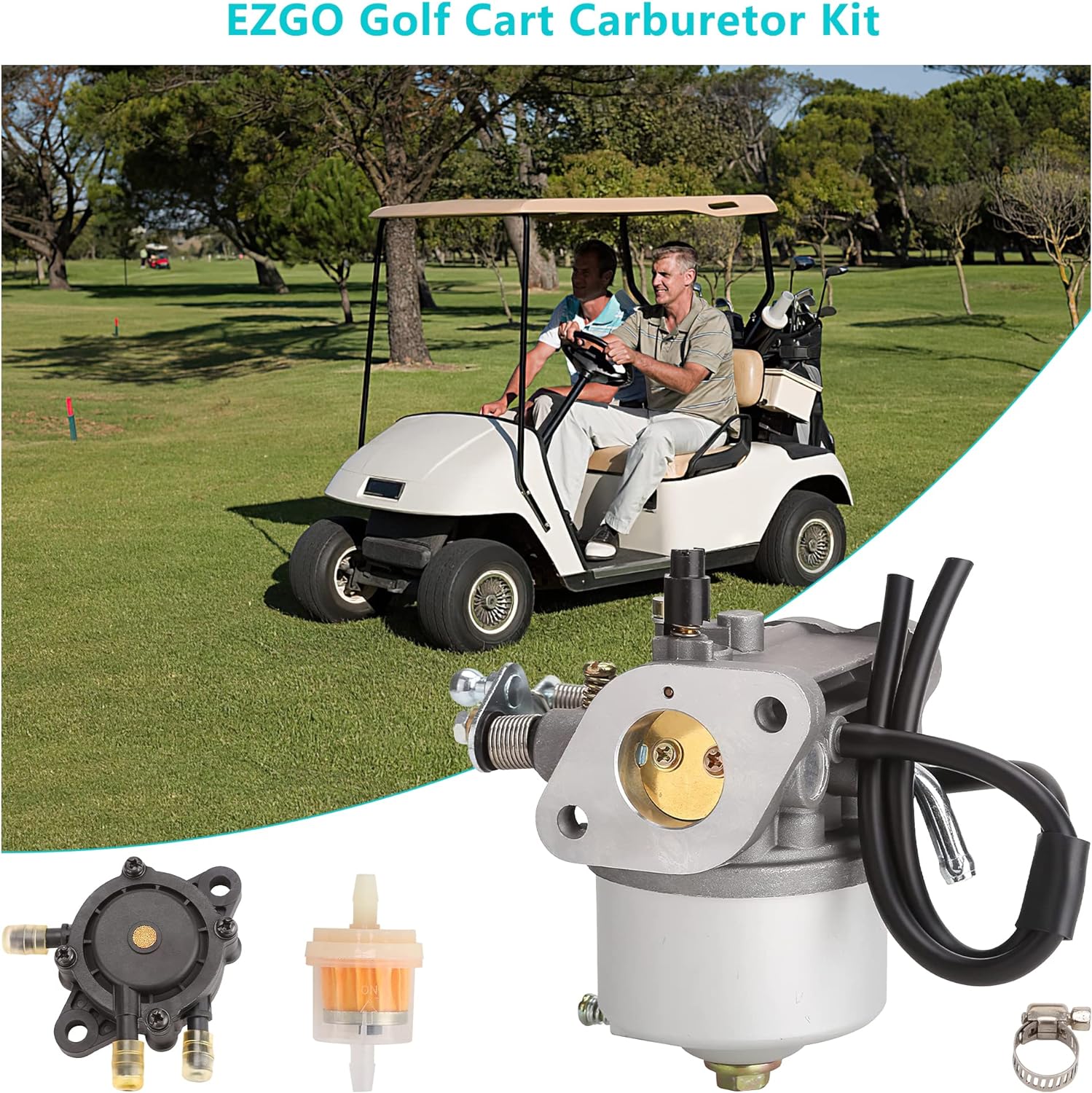 For EZGO Golf Cart Carburetor Fuel Pump Kit for TXT 1991-up 4-Cycle Mode - 10L0L