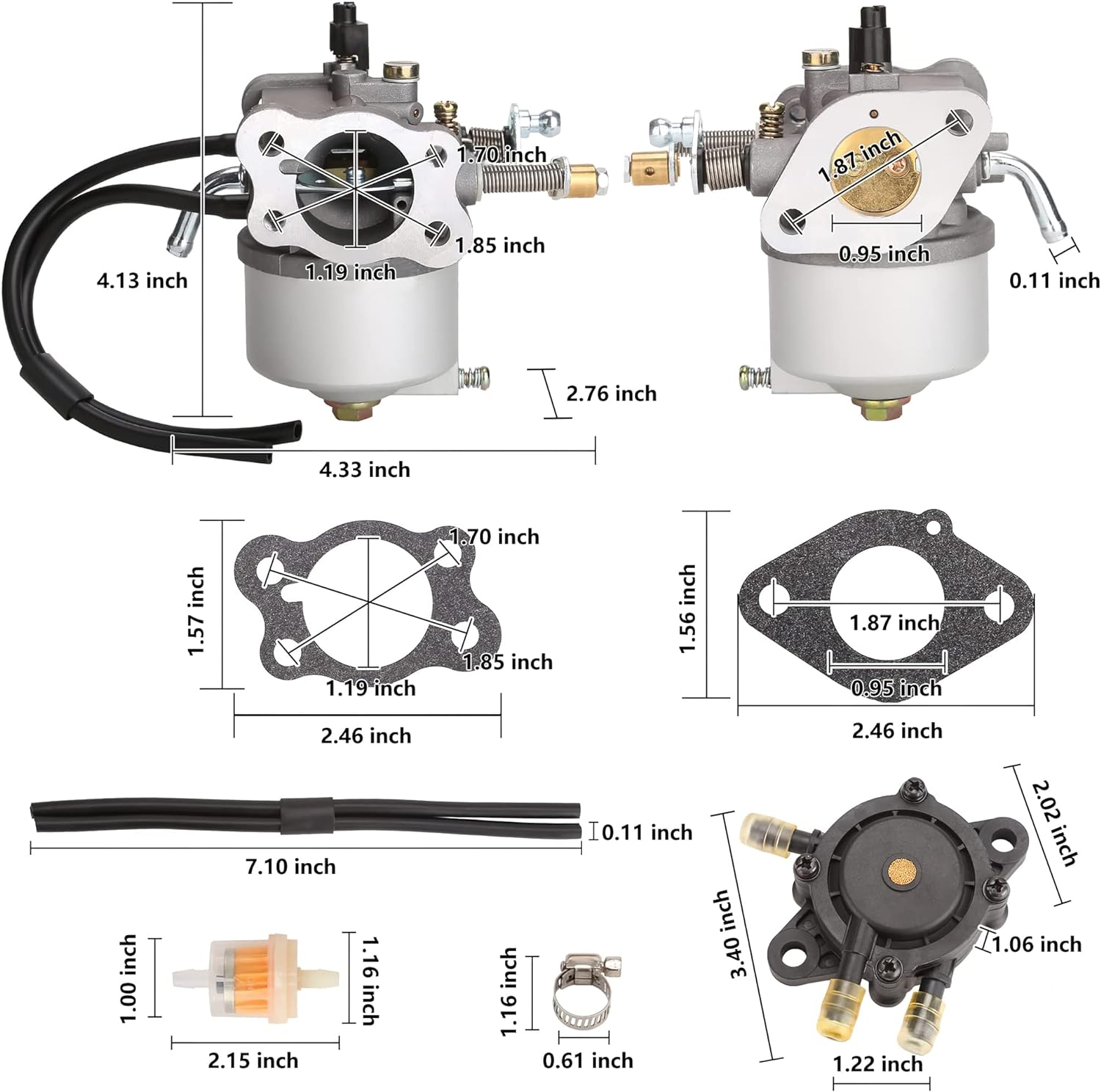 For EZGO Golf Cart Carburetor Fuel Pump Kit for TXT 1991-up 4-Cycle Mode - 10L0L