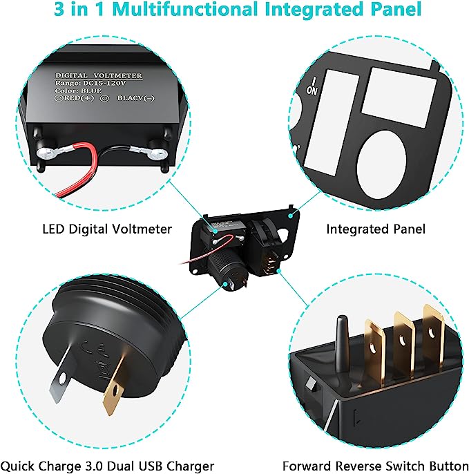 For EZGO Golf Cart Parts USB Charger Equipped with Forward Backward Switch - 10L0L