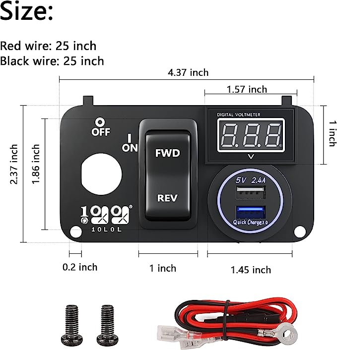 For EZGO Golf Cart Parts USB Charger Equipped with Forward Backward Switch - 10L0L