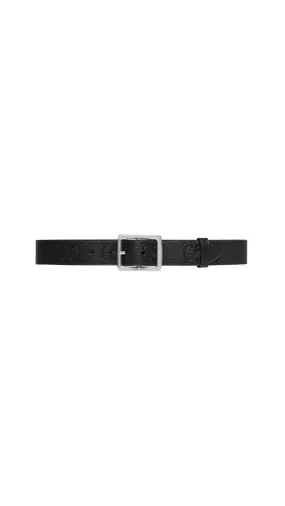 Gg Rubber-effect Leather Belt - Black