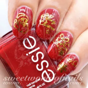 Gold Christmas Nail Art Santa Snowflakes Nail Water Decals