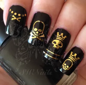 Golden Skulls Nail Art Water Decals Transfers Wraps