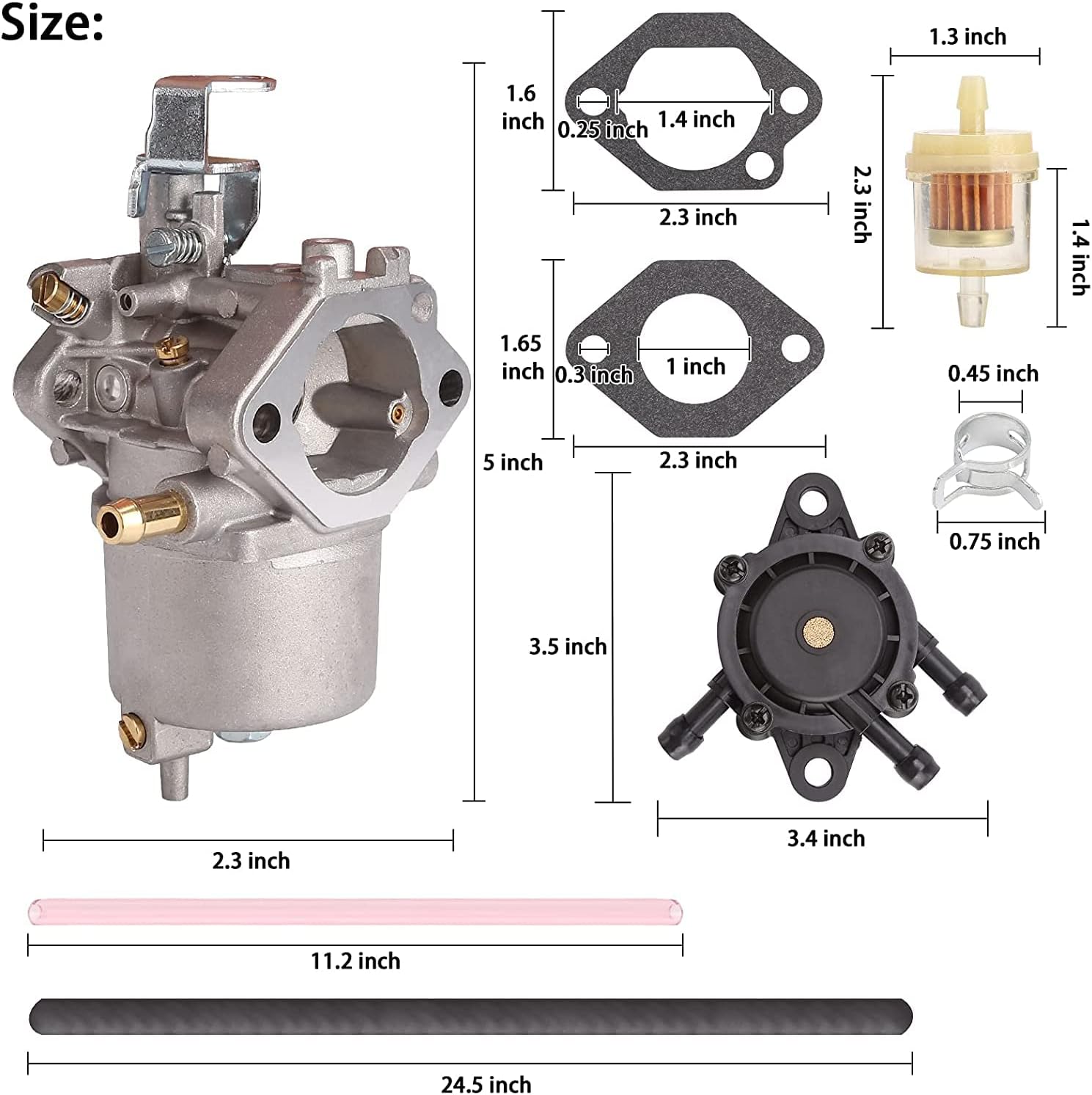 Golf Cart Carburetor Fuel Pump kit for 1998-2018 Club Car DS & Precedent - 10L0L