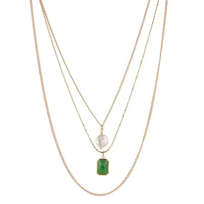 Green & Freshwater Pearl Layered Necklace- Knight & Day