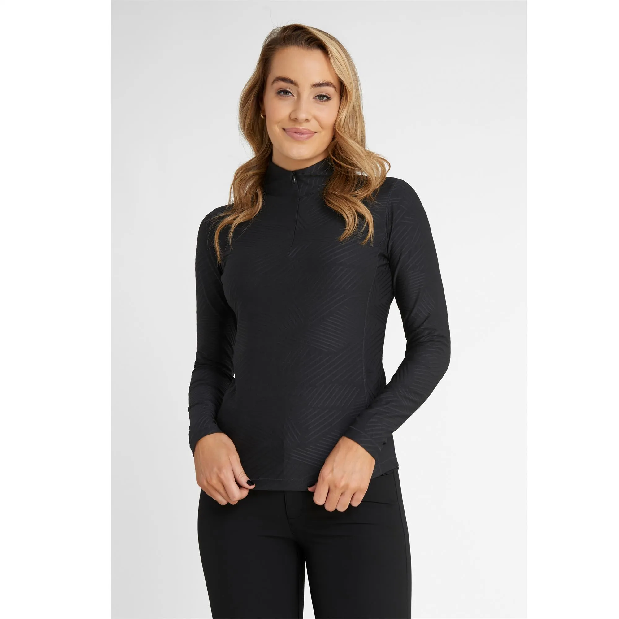 Green Lamb Giovanna Jaquard Zip Neck Ladies Golf Base Layer Black