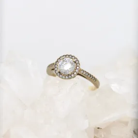 Halo Ring  - Moissanite - Yellow Gold - Ready to Ship