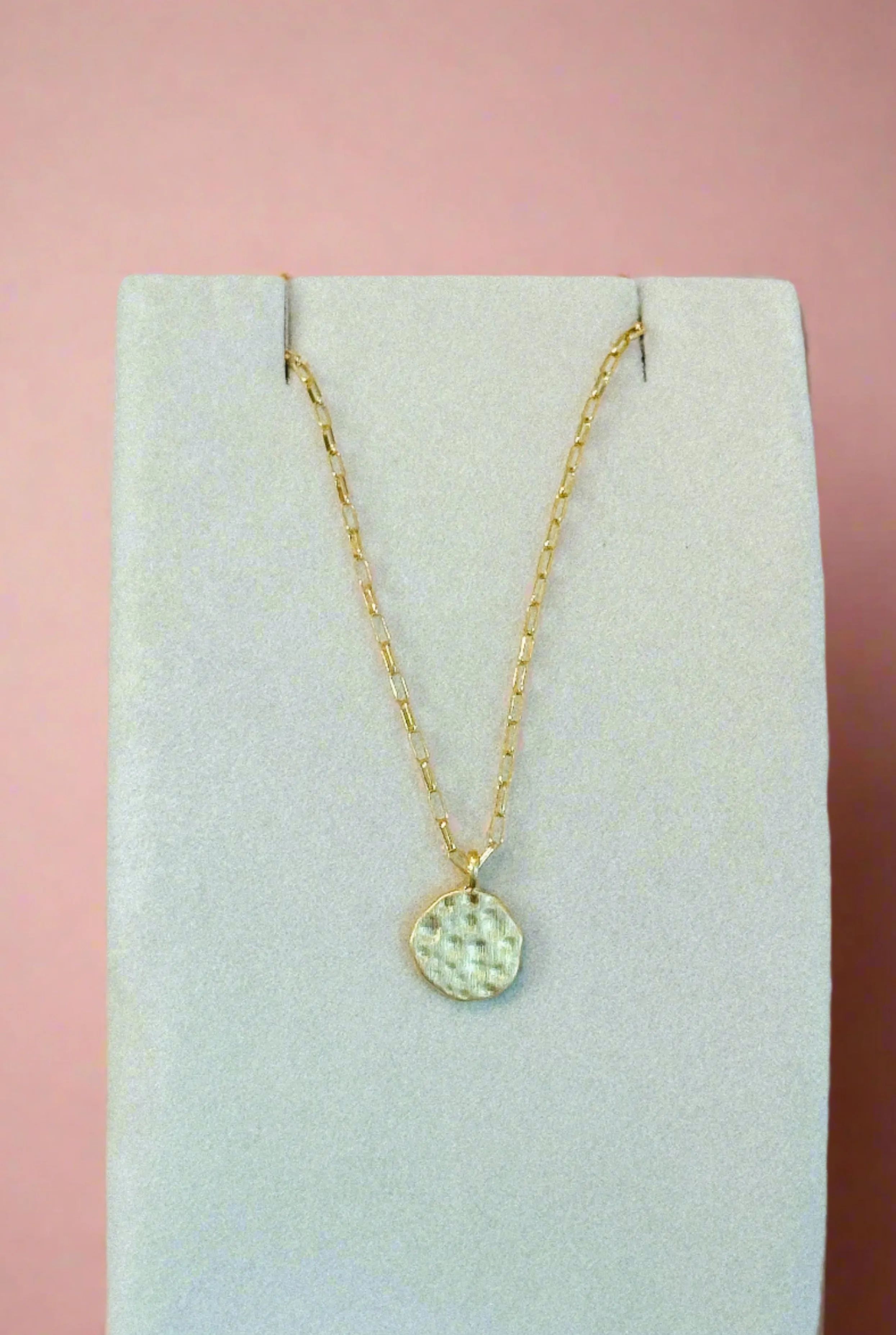 Hammered Circle Necklace - Ready to Ship 18