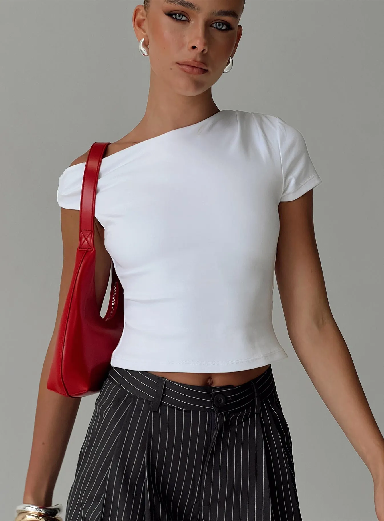 Harrish One Shoulder Top White