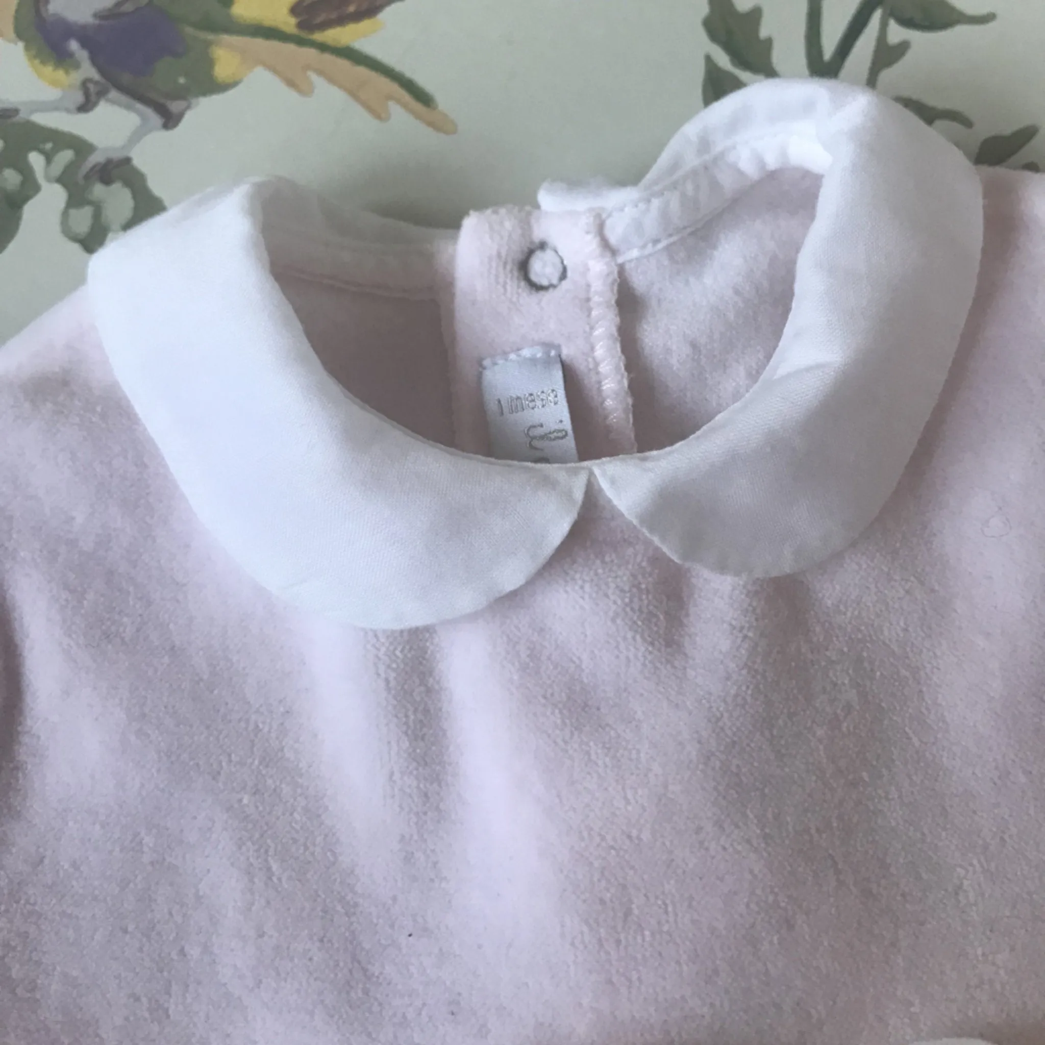 Il Gufo Pale Pink Velour Outfit With Pretty Collar