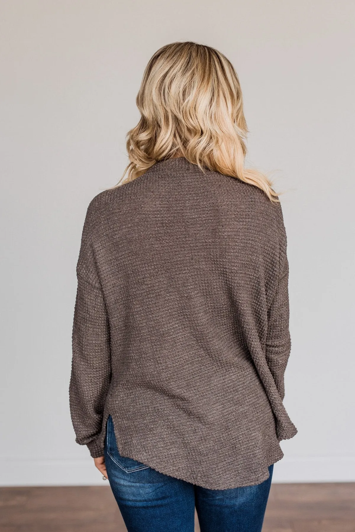 In My Thoughts Knit Long Sleeve Top- Charcoal