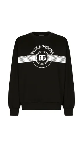 Jersey Sweatshirt with DG Logo - Black/White