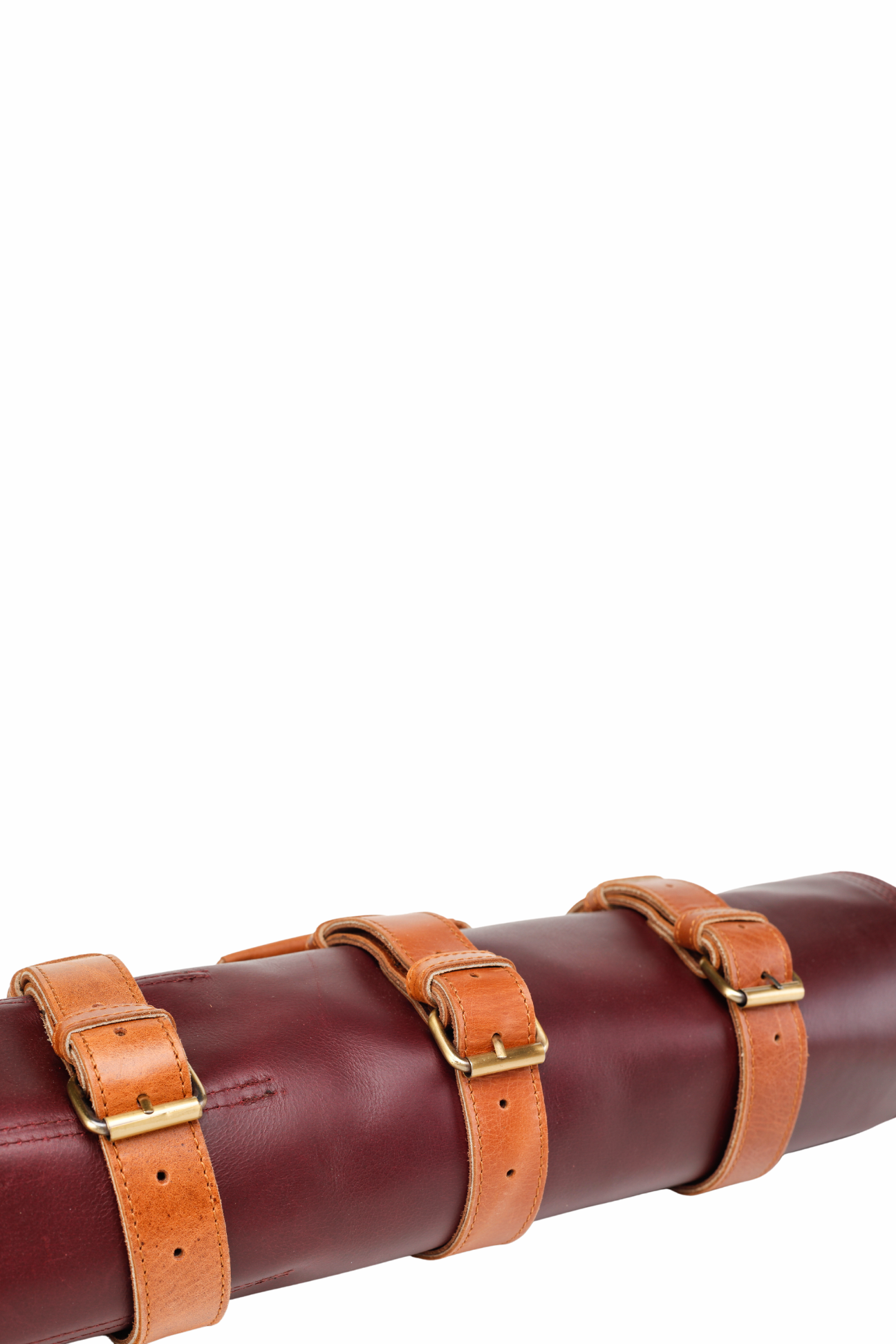 Leather Knife Roll- Bordo and Tan