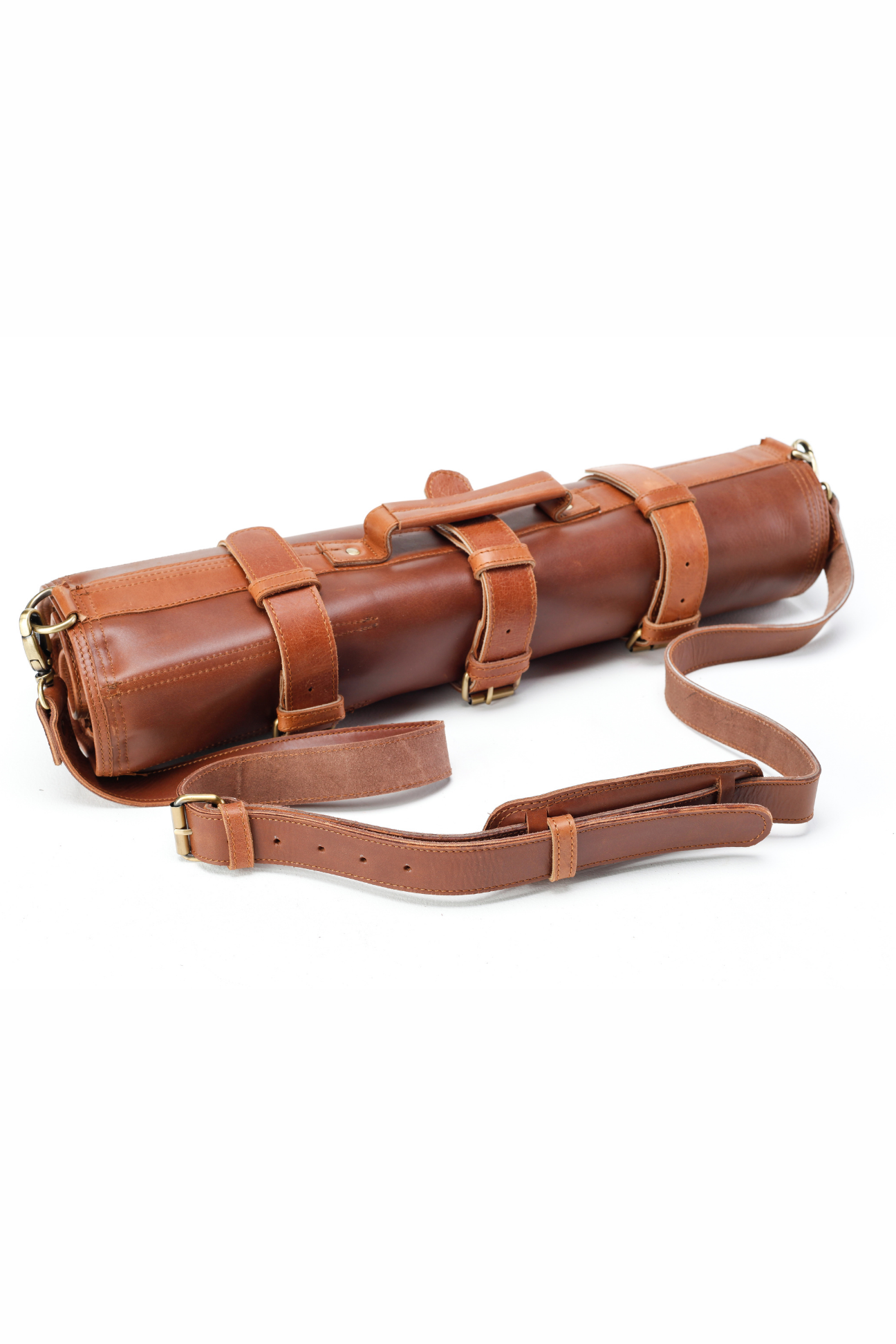 Leather Knife Roll- Brown and Tan