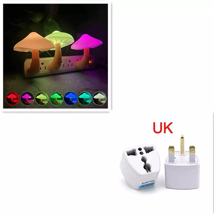 LED Night Light Mushroom Wall Socket Lamp EU US Plug Warm White Light-control Sensor Bedroom Light Home Decoration