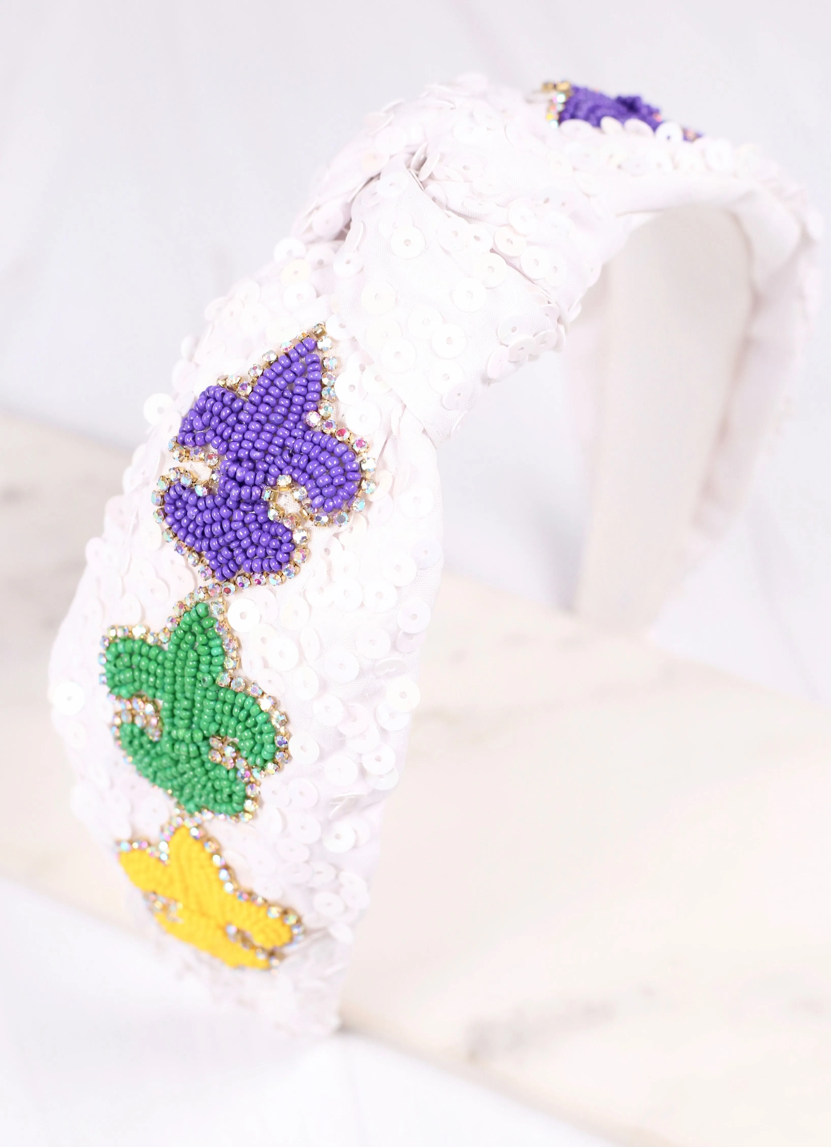 Life of the Mardi Sequin Headband WHITE MULTI