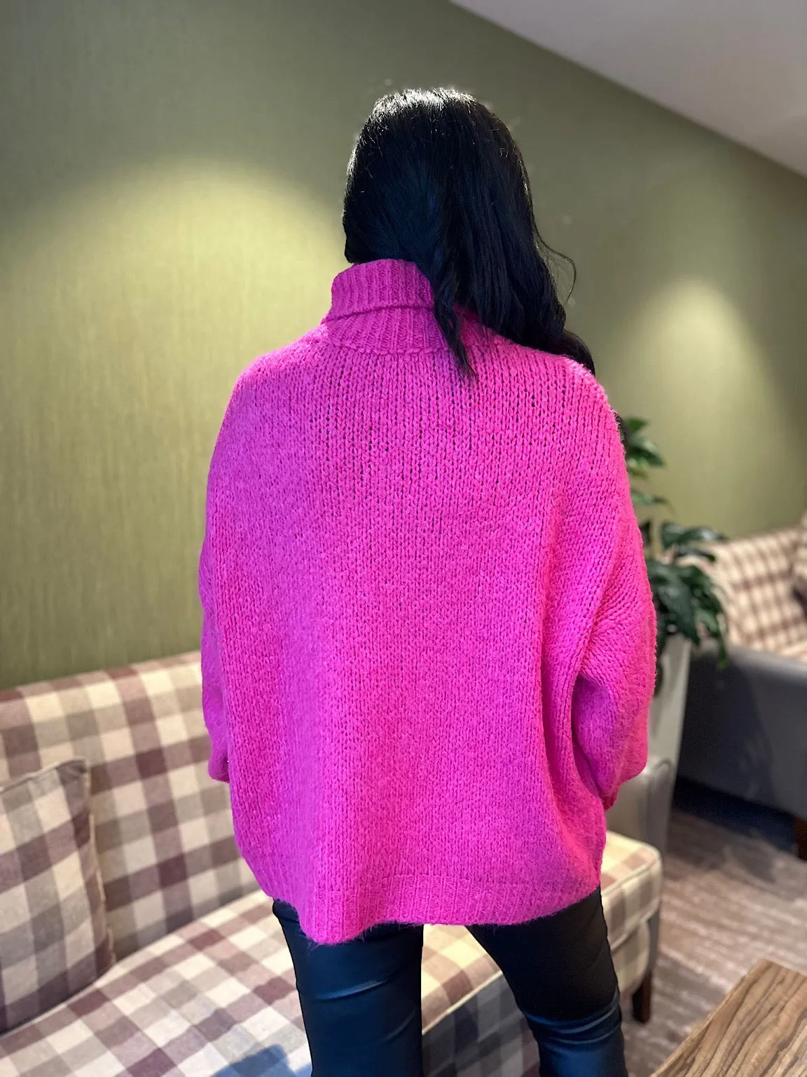 Lipstick Pink Premium Roll Neck Jumper India